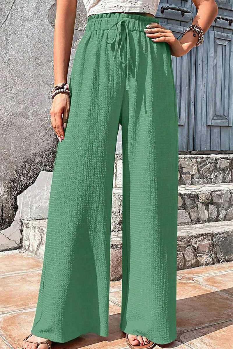 ASSORTED BUBBLE PLAID CASUAL WIDE-LEG PANTS_CWBLP0722