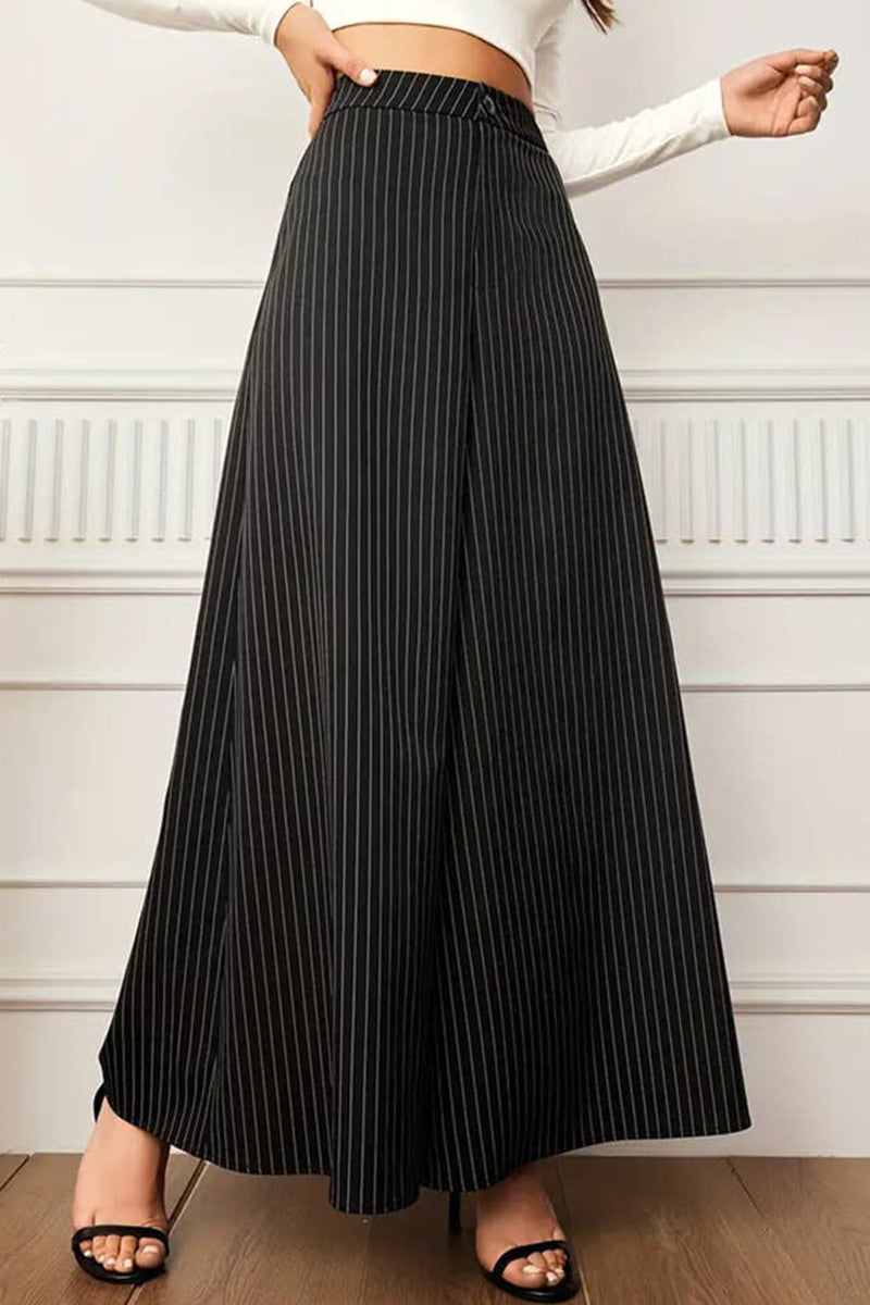 BUTTON-STRIPED BAGGY WIDE-LEG PANTS_CWBLP0680