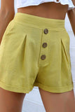 COTTON AND LINEN BUTTON SHORTS_CWBSP0228