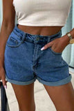 DENIM SHORTS ROLLED UP HOT PANTS_CWBSP0287