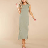 A-line knitted dress with wooden ears_CWDMD2312