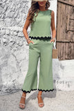 CASUAL WAVE SLEEVELESS TOP LONG PANT SUIT_CWSTB0459