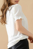 V NECK CHIFFON JARQUARD WAIST TIED BLOUSE