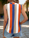 COLORFUL STRIPED V-NECK SHIRT BLOUSE_CWTBLSL0365