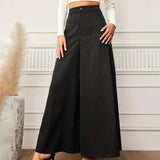 BUTTON-STRIPED BAGGY WIDE-LEG PANTS_CWBLP0680