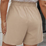 BRACT PLUS SIZE WIDE LEG DRAWSTRING CARGO SHORTS_CWBSP0218