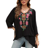 COTTON V-NECK STYLE EMBROIDERED TOP_CWTBLL0825