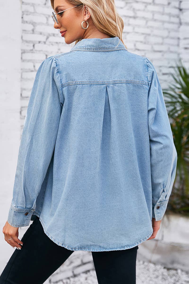 DENIM LONG SLEEVED SHIRT TOP_CWTSTL1055