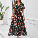 CASUAL PRINT DRESS WITH WAIST_CWDMD1953