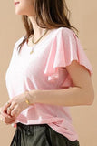 LEAF SLEEVE HOLLOW CASUAL TOP