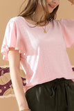 LEAF SLEEVE HOLLOW CASUAL TOP