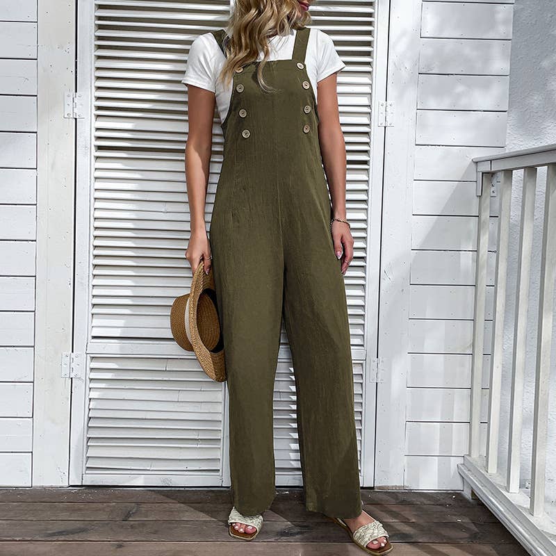 COTTON HEMP WIDE LEG OVERALLS_CWBLP0647