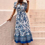 Blue printed slimming dress_CWDMD1500