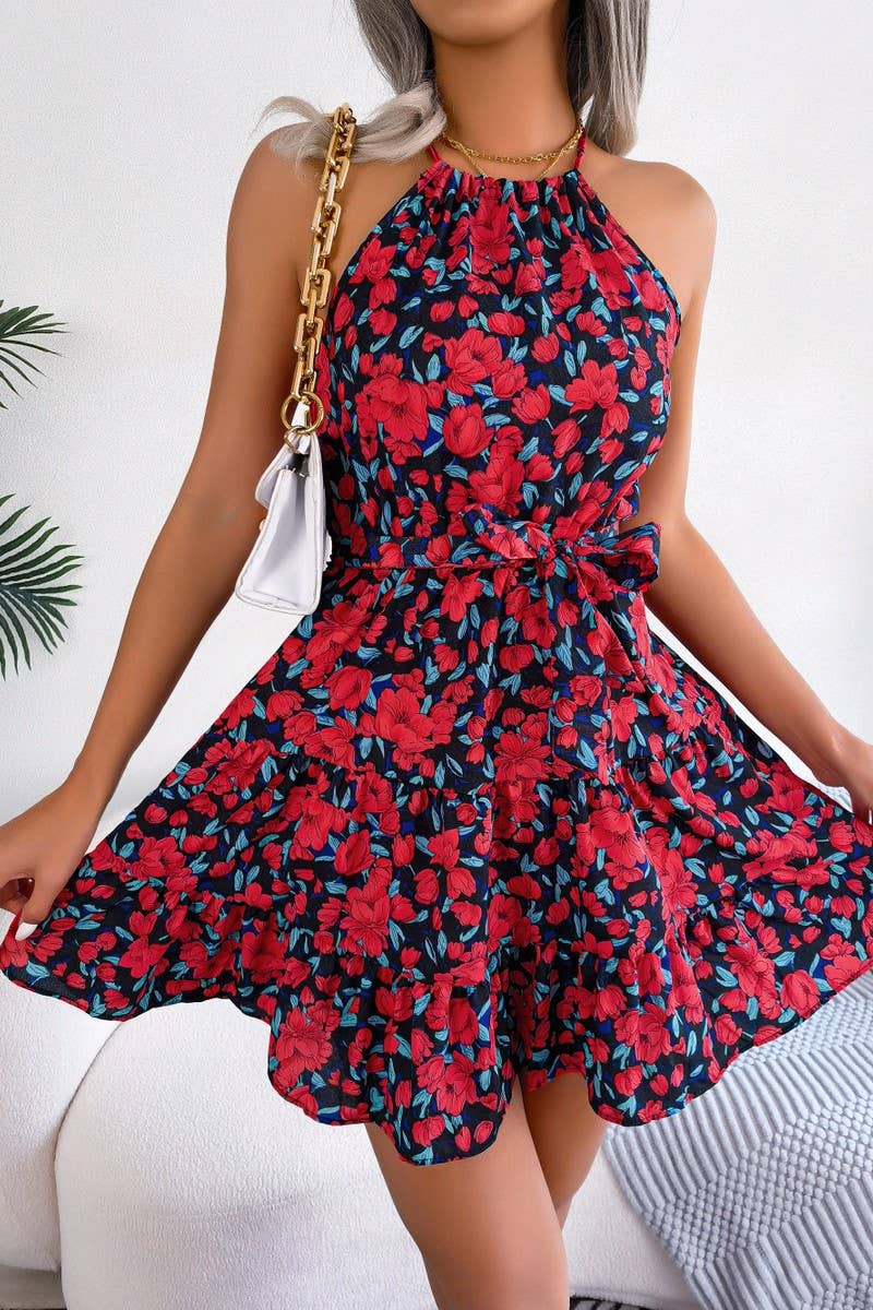 CASUAL FLOUNCY LARGE FLORAL DRESS_CWDSD2531