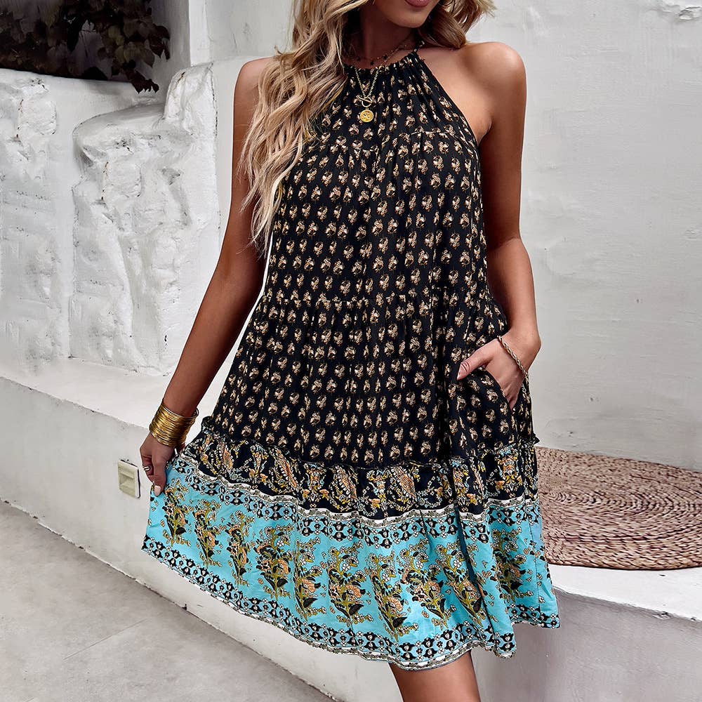 BOHEMIAN CASUAL VACATION BEACH DRESS_CWDSD3679