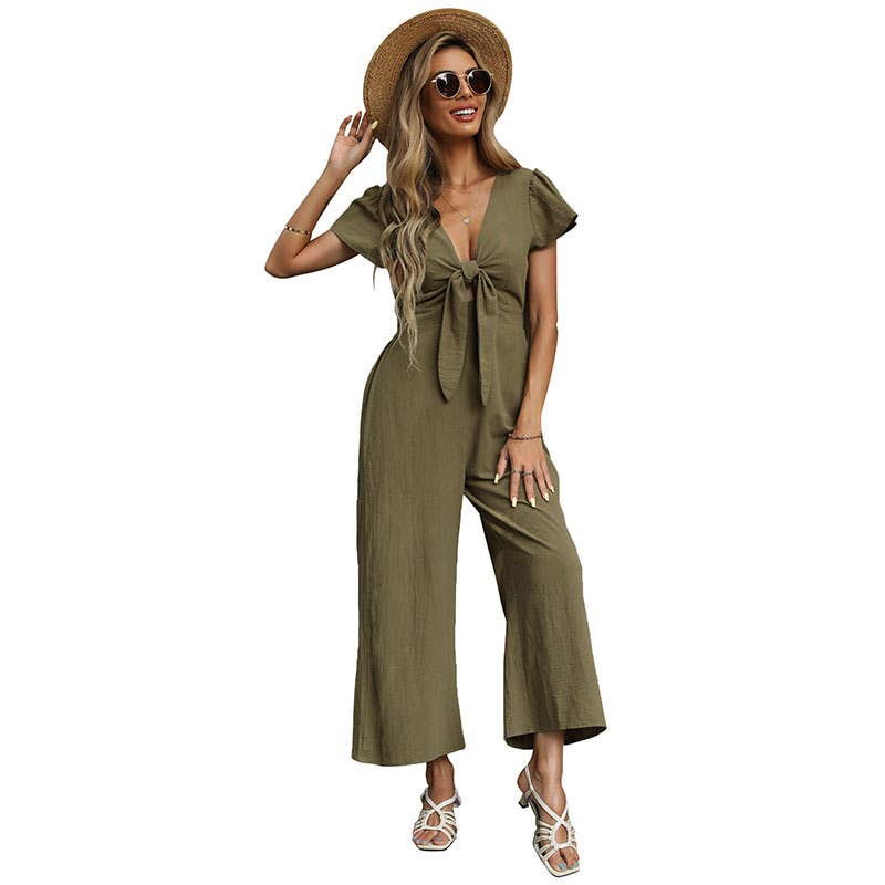 COTTON AND LINEN BOW JUMPSUIT_CWSJS0590