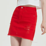 DENIM HIGH-WAISTED SKIRT WITH HIP WRAP_CWJSK0105