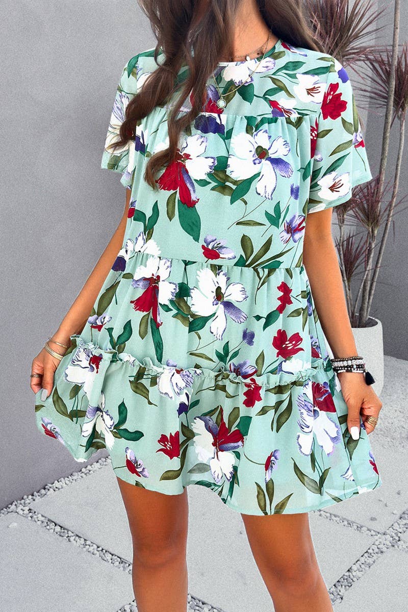 CASUAL HOLIDAY PRINT SHORT SLEEVE DRESS_CWDSD2405