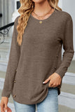 WOMEN LONG SLEEVE SIDE BUTTONED T SHIRT