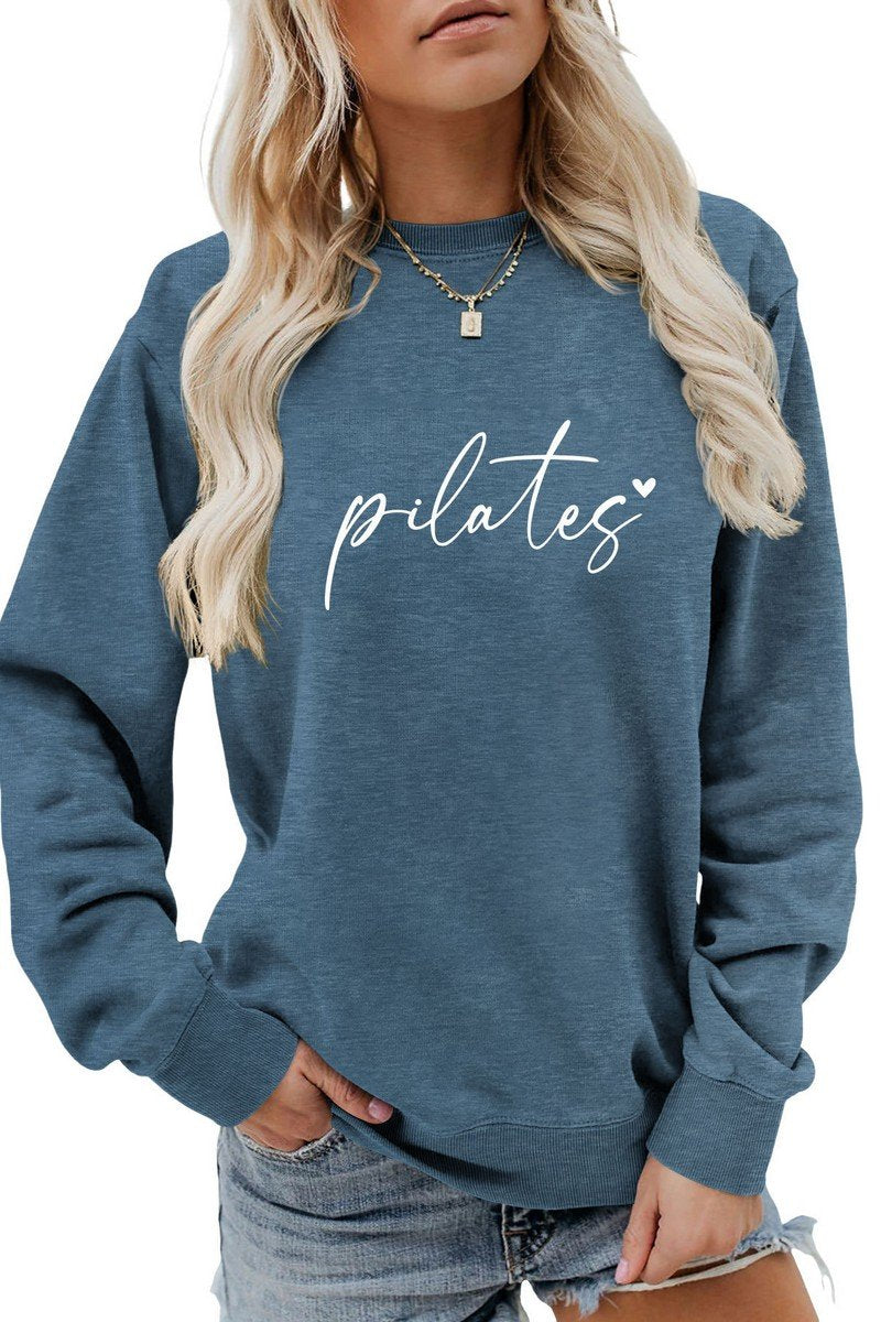 WOMEN LETTERING PRINTING LONG SLEEVE PULLOVER TOP