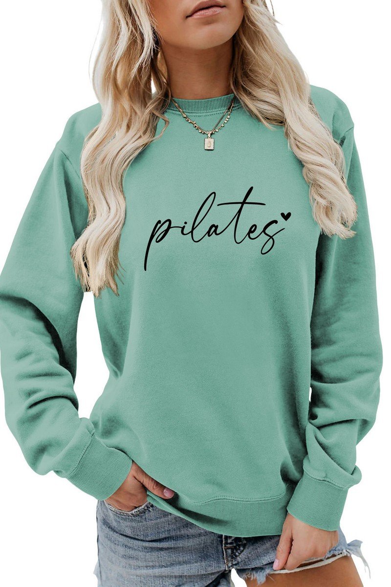 WOMEN LETTERING PRINTING LONG SLEEVE PULLOVER TOP