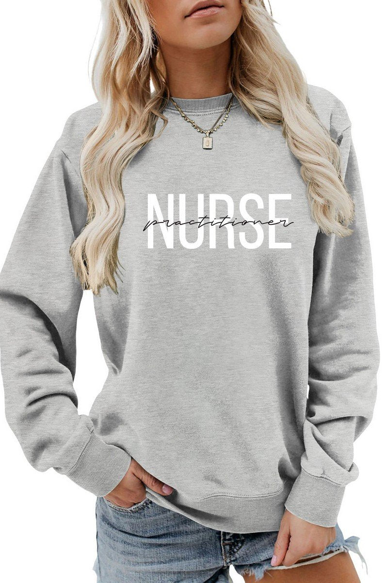 WOMEN NURSE LETTER PRINTING ROUND NECK PULLOVER