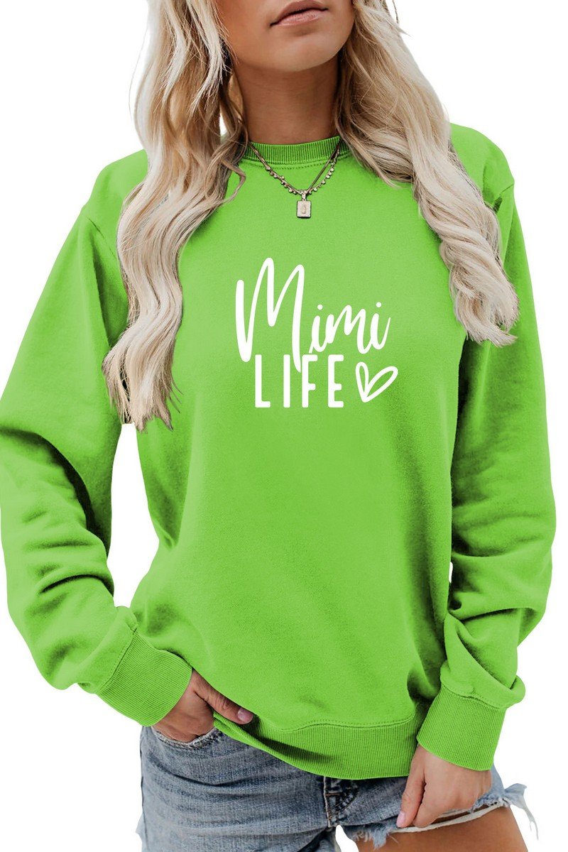 WOMEN CUTE LETTRING LONG SLEEVE PULLOVER TEE