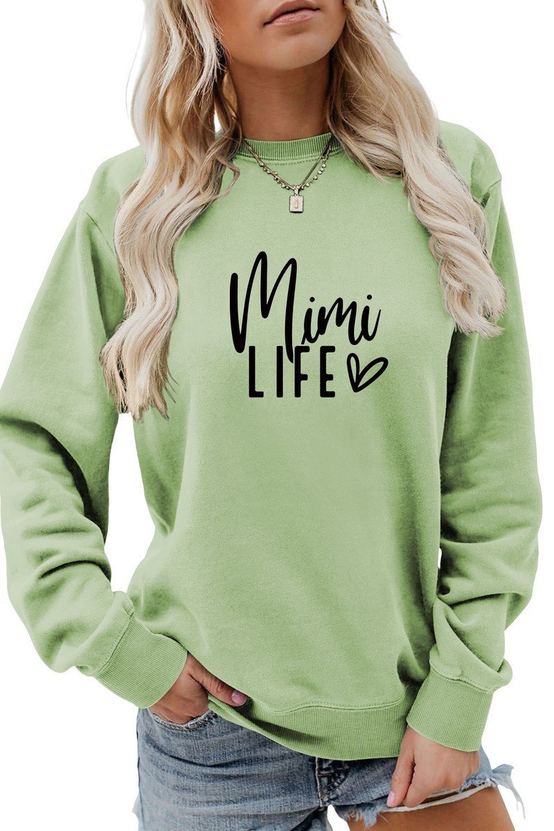 WOMEN CUTE LETTRING LONG SLEEVE PULLOVER TEE