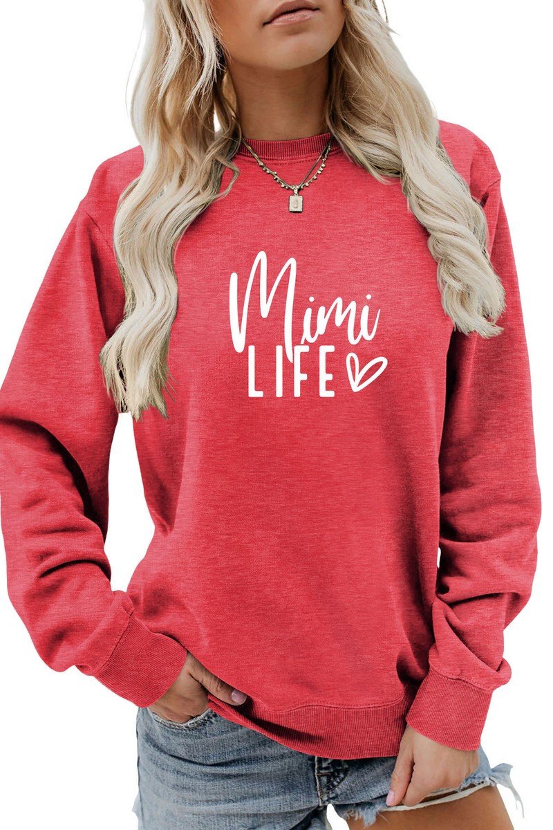 WOMEN CUTE LETTRING LONG SLEEVE PULLOVER TEE