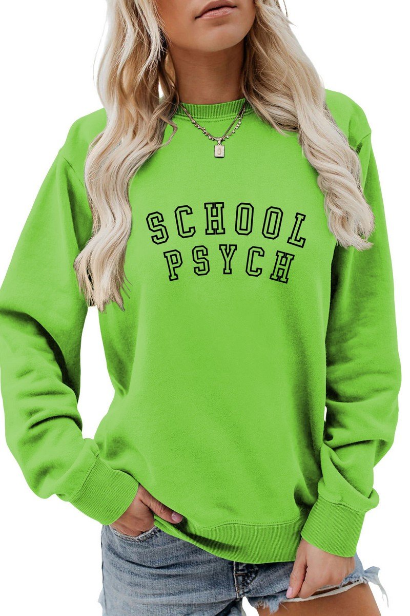 WOMEN SCHOOL PRINTING LONG SLEEVE PULLOVER TEE