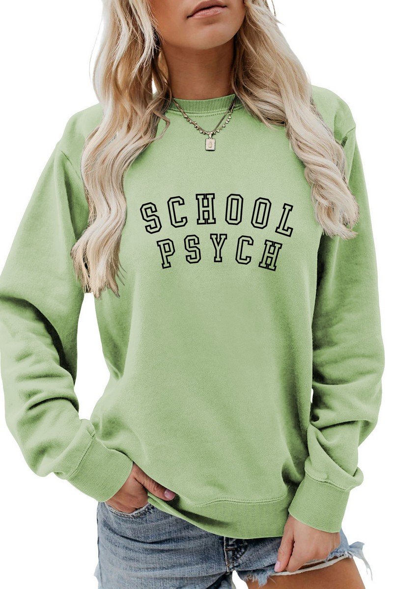 WOMEN SCHOOL PRINTING LONG SLEEVE PULLOVER TEE