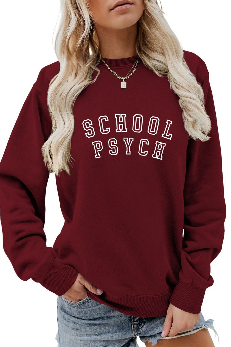 WOMEN SCHOOL PRINTING LONG SLEEVE PULLOVER TEE