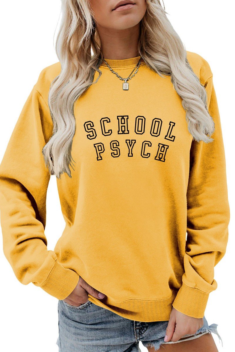 WOMEN SCHOOL PRINTING LONG SLEEVE PULLOVER TEE