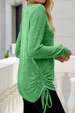 WOMEN V NECK SIDE DRAWSTRING PULLOVER TOP