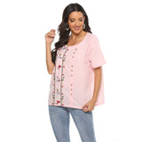 COTTON BREATHABLE LOOSE EMBROIDERED TOP_CWTBLS0658