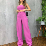 ADJUSTABLE HALTER PANTS TWO-PIECE SET_CWSTB0650