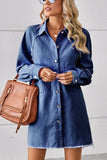 2024 RAW EDGE CARDIGAN DENIM PATCHWORK SHIRT DRESS_CWDSD2577