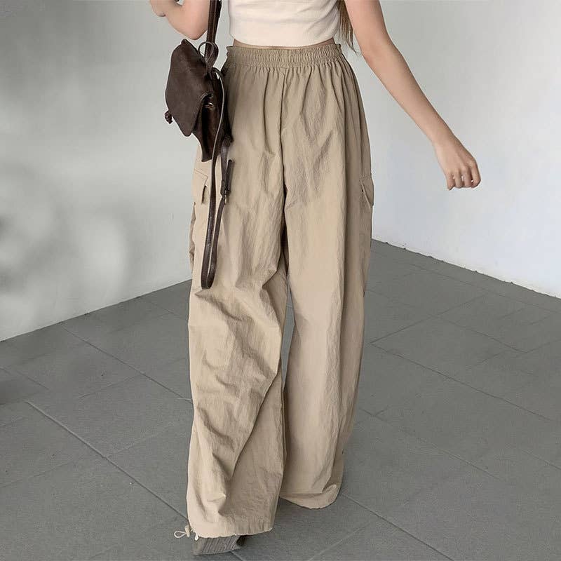 CASUAL ELASTIC WAIST WIDE LEG STRAIGHT LEG PANTS_CWBLP0768