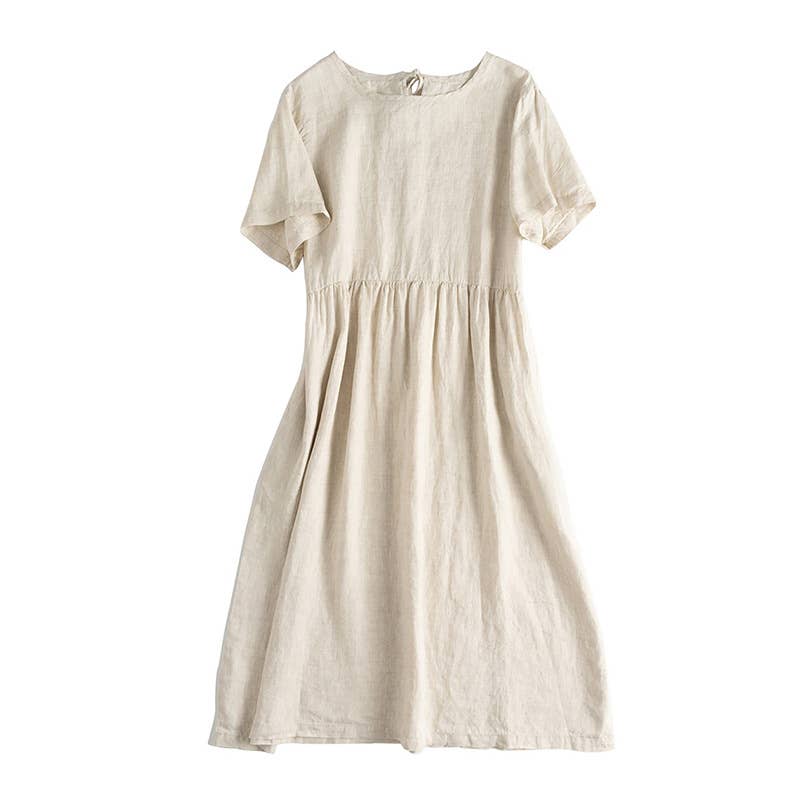 ARTSY COTTON AND LINEN DRESS_CWDSD4079