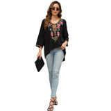 COTTON V-NECK STYLE EMBROIDERED TOP_CWTBLL0825