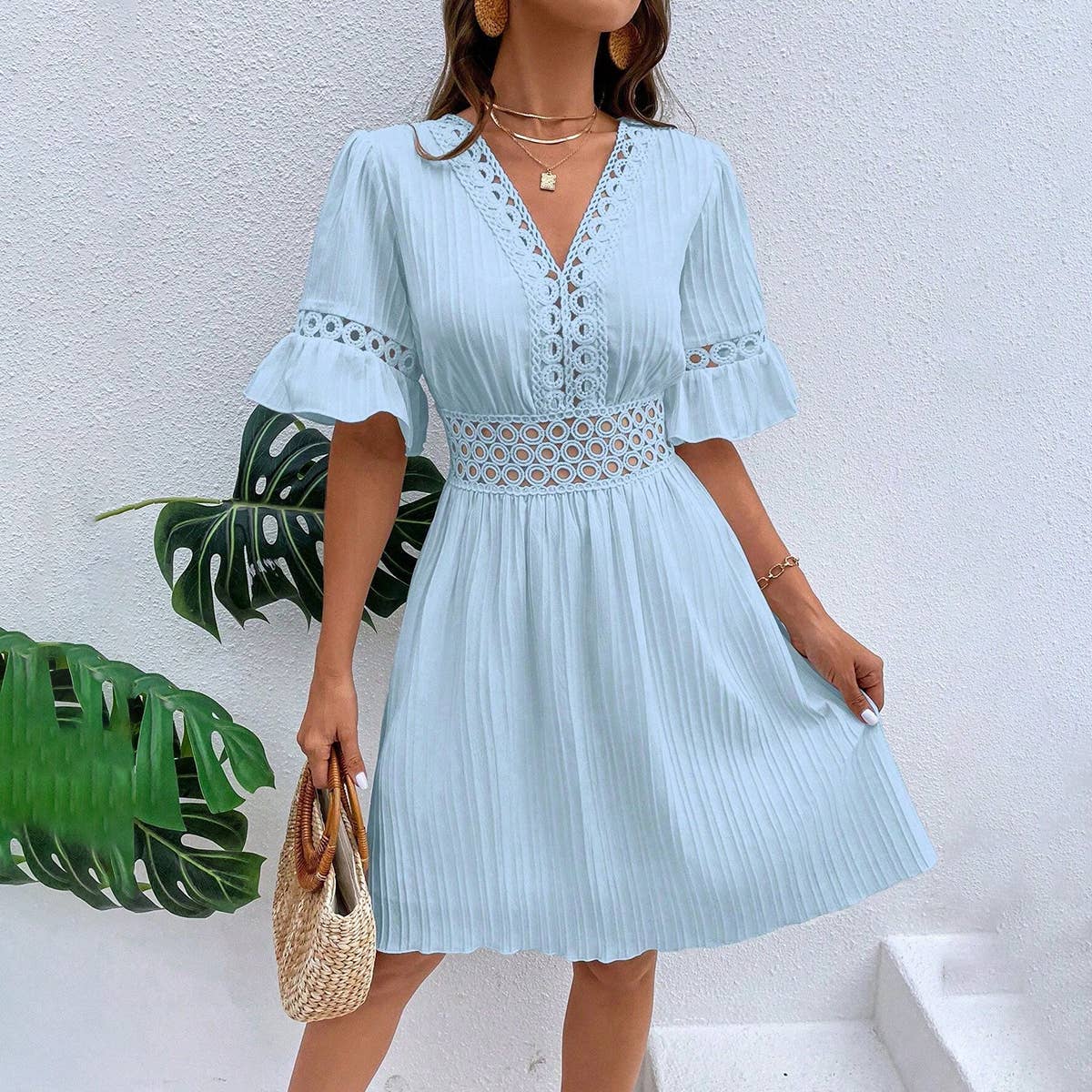 Bohemian Casual Ruffle Dress_CWDSD4029