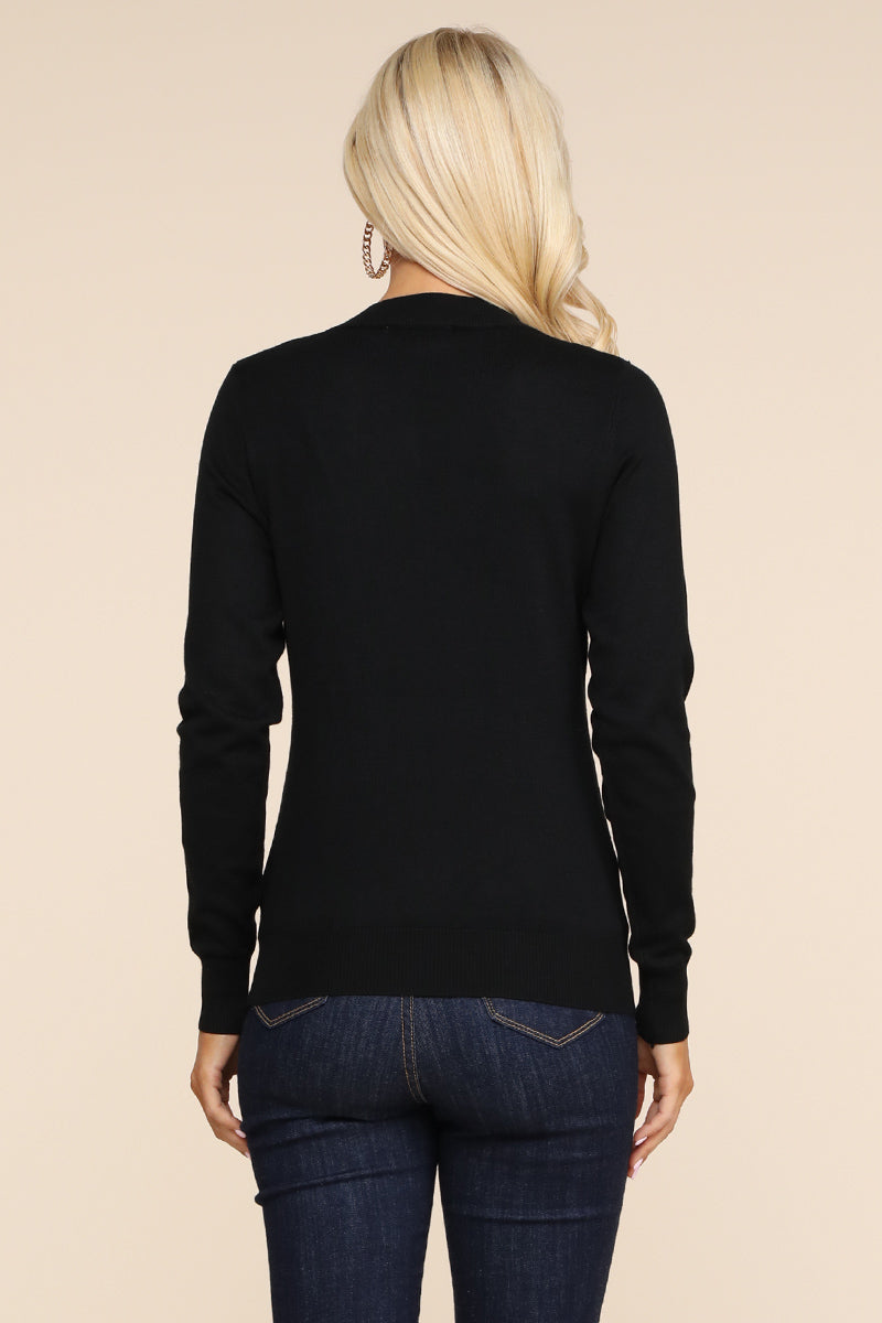 WOMEN'S SIMPLE V-NECK PULLOVER SOFT KNIT SWEATER