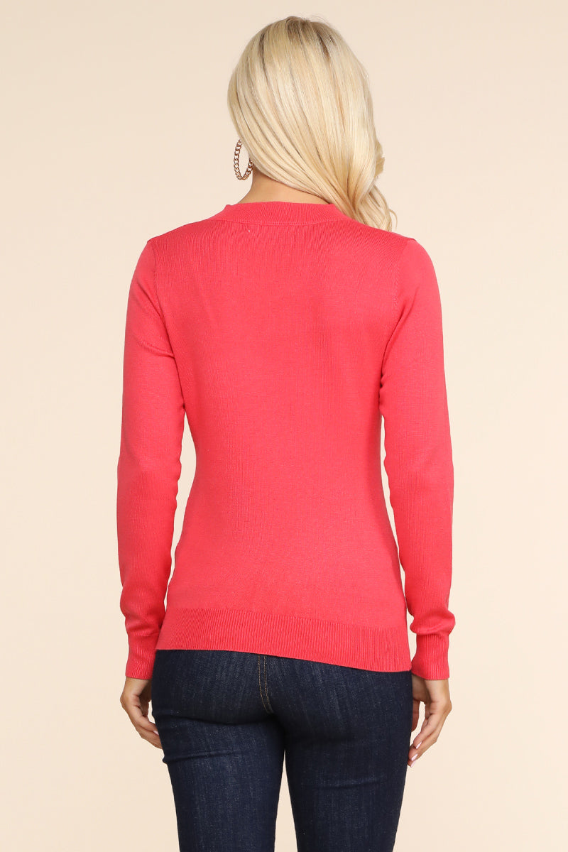 WOMEN'S SIMPLE V-NECK PULLOVER SOFT KNIT SWEATER