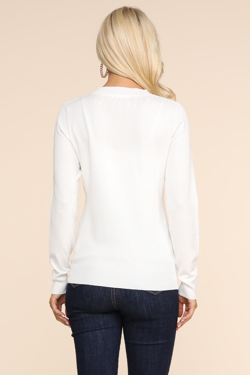 WOMEN'S SIMPLE V-NECK PULLOVER SOFT KNIT SWEATER