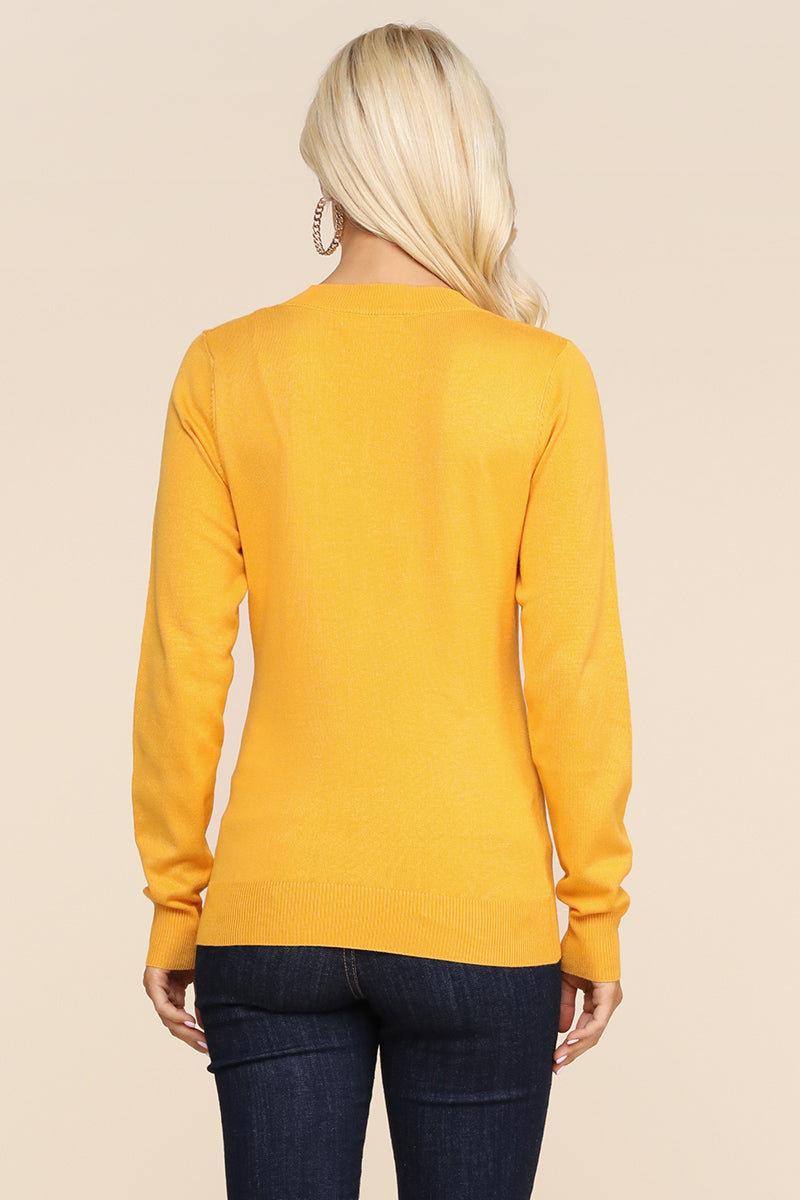 WOMEN'S SIMPLE V-NECK PULLOVER SOFT KNIT SWEATER