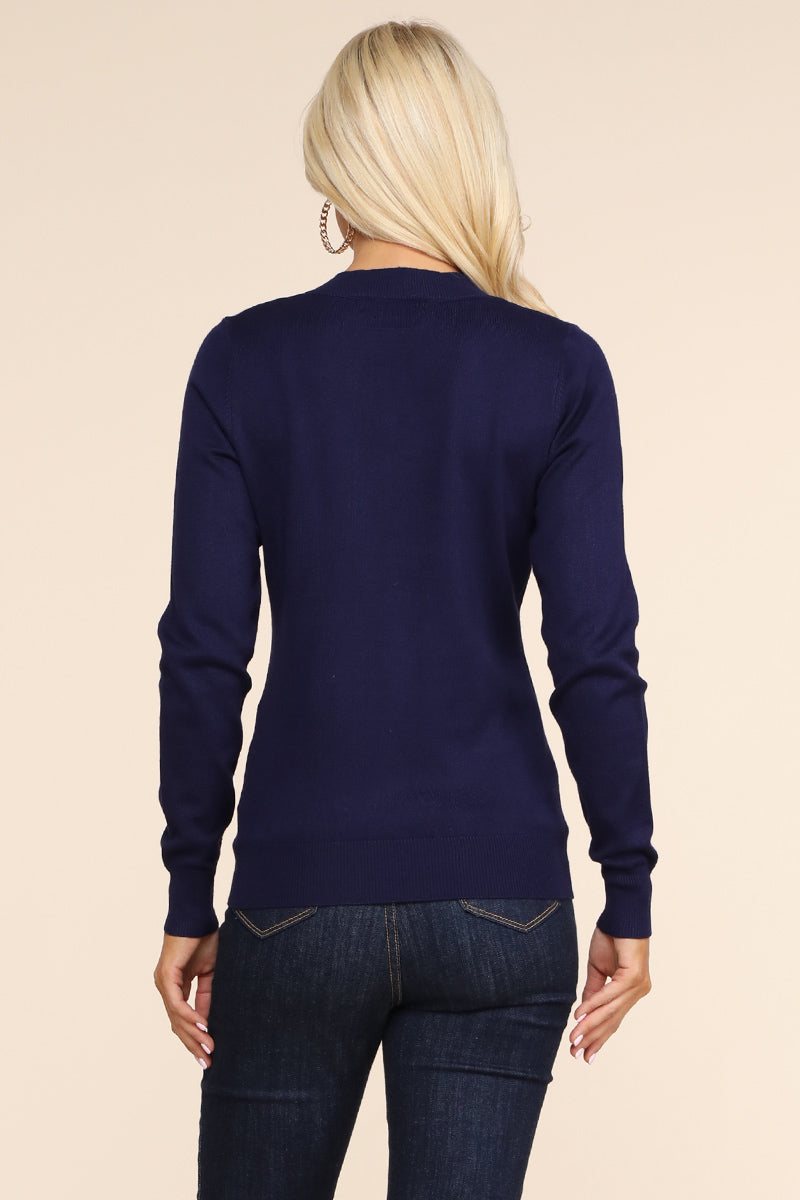 WOMEN'S SIMPLE V-NECK PULLOVER SOFT KNIT SWEATER