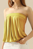 WOMENS BASIC SLEEVELESS PLEATED TUBE TOP