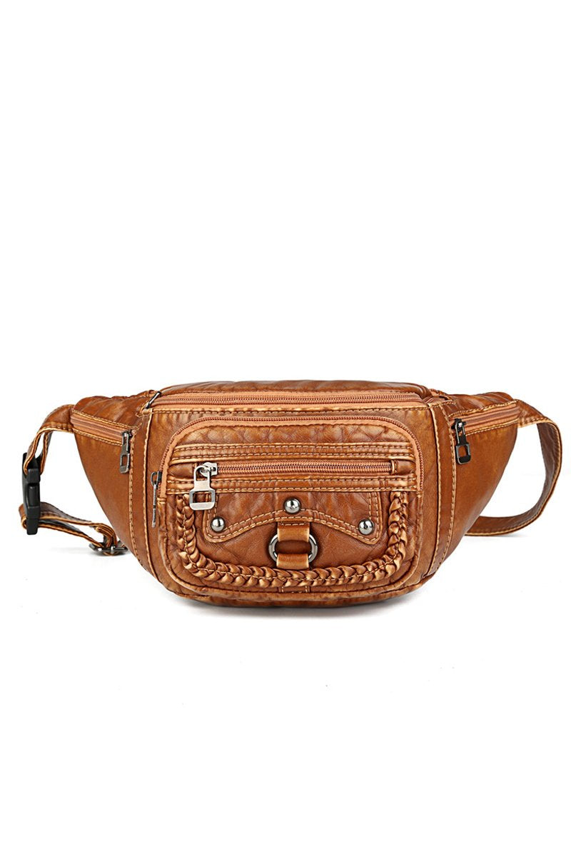 WASHED SOFT LEATHER SHOULDER BAG