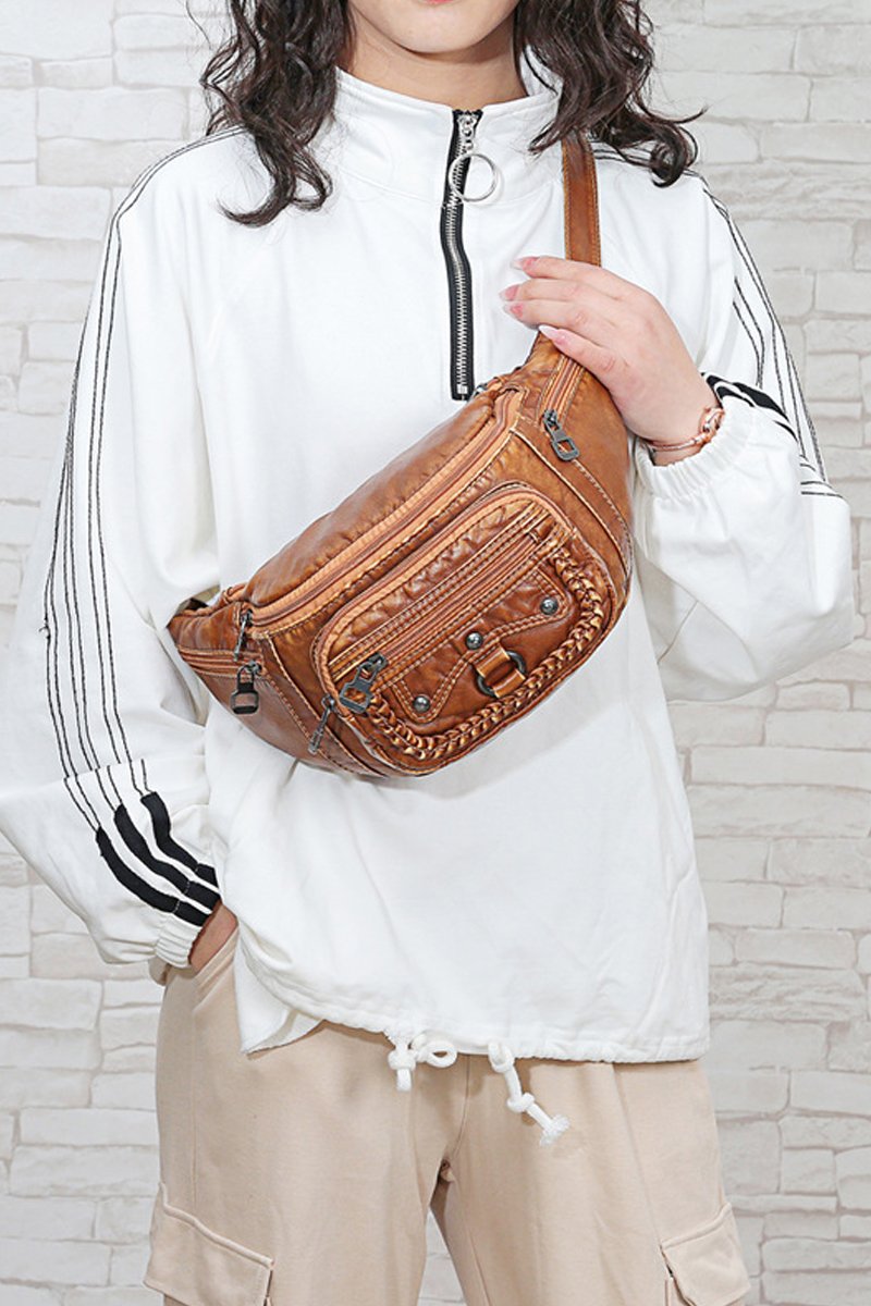 WASHED SOFT LEATHER SHOULDER BAG