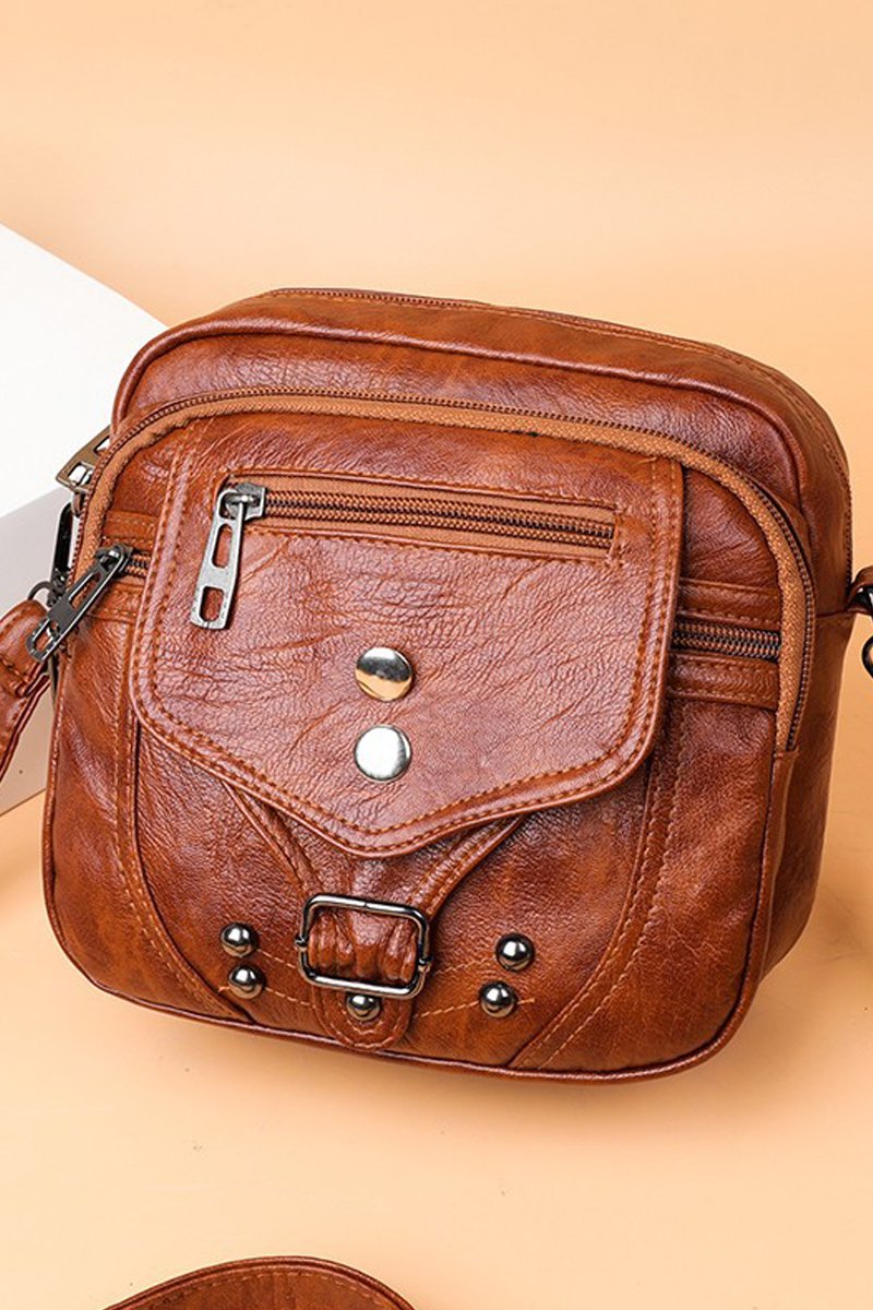 SOFT LEATHER ONE SHOULDER MESSENGER BAG